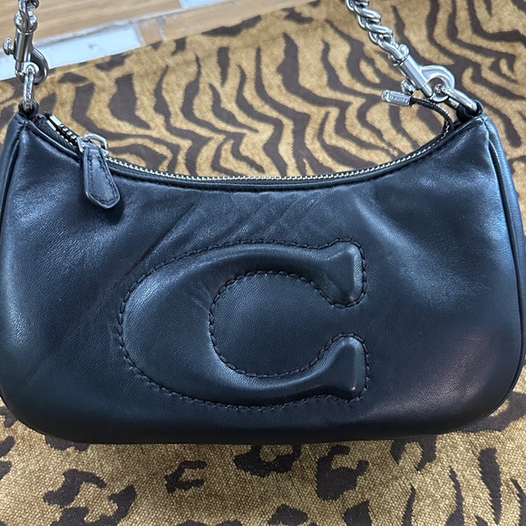 Coach Black Leather Teri  Bag with Silver Accents - Picture 3 of 11